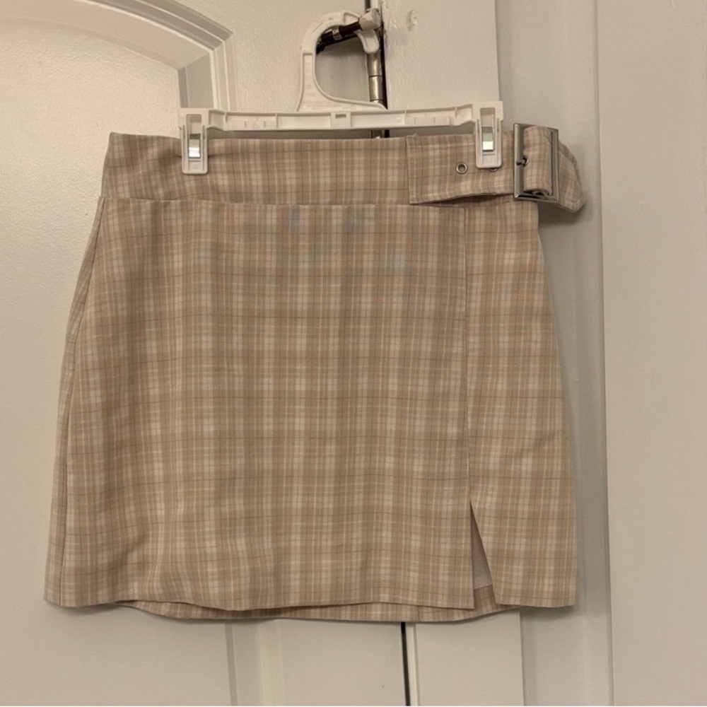 Plaid Tan Skirt - Picture 1 of 5